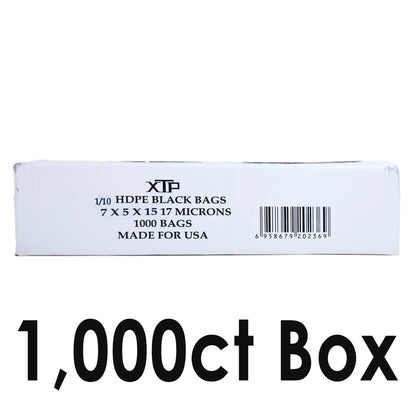 XTP 1/10 HDPE Black T-Shirt Bags, 7x5x15, 17 Microns, 100ct to 2,000ct