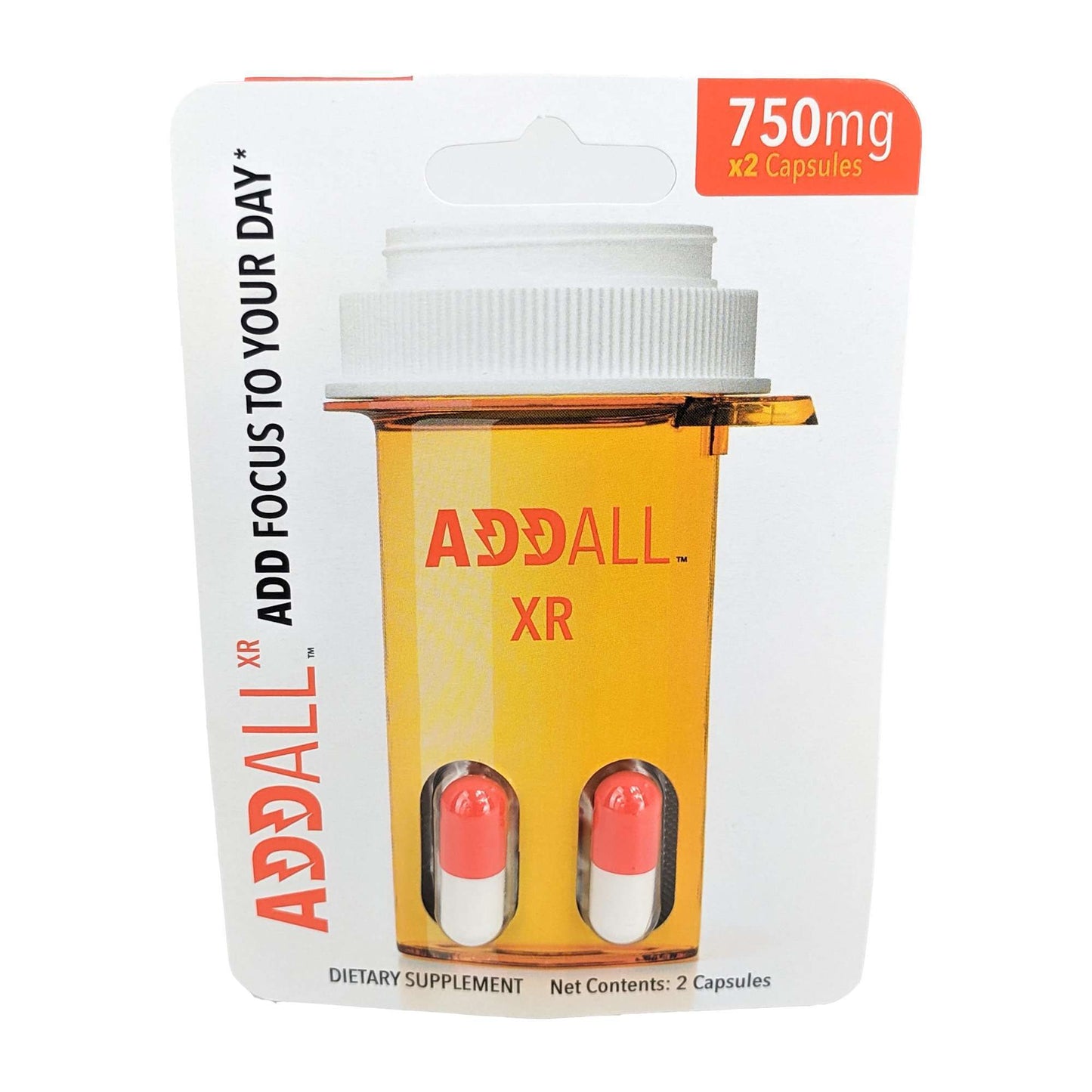 AddAll XR Capsules 750mg Energy & Focus Supplement, 2-Capsule Pack