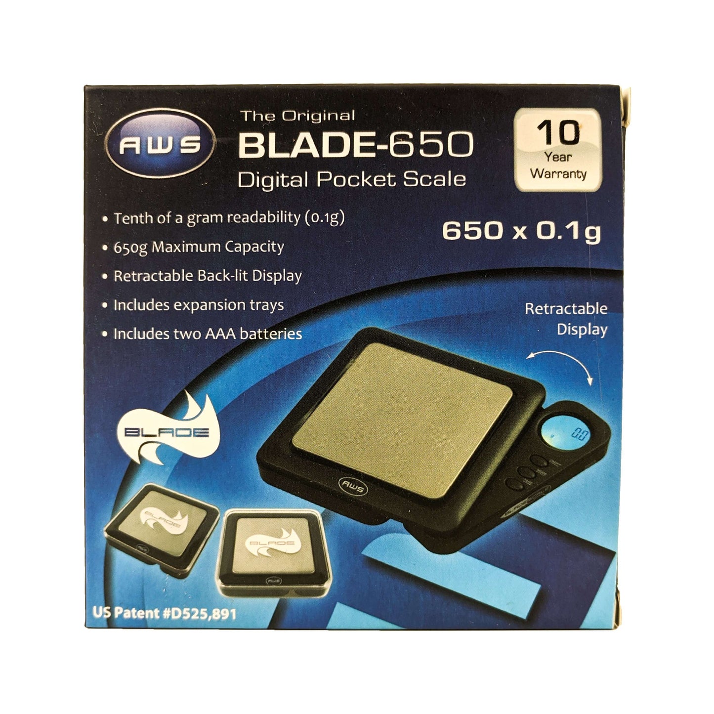 AWS Blade Digital Scale, 650g x 0.1g, Blade-650 Gray