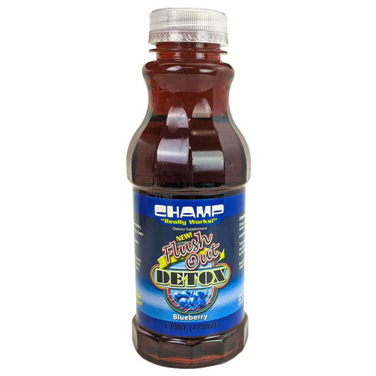 Champ Flush Out Detox Drink 1 Pint/473ml, Blueberry Flavor