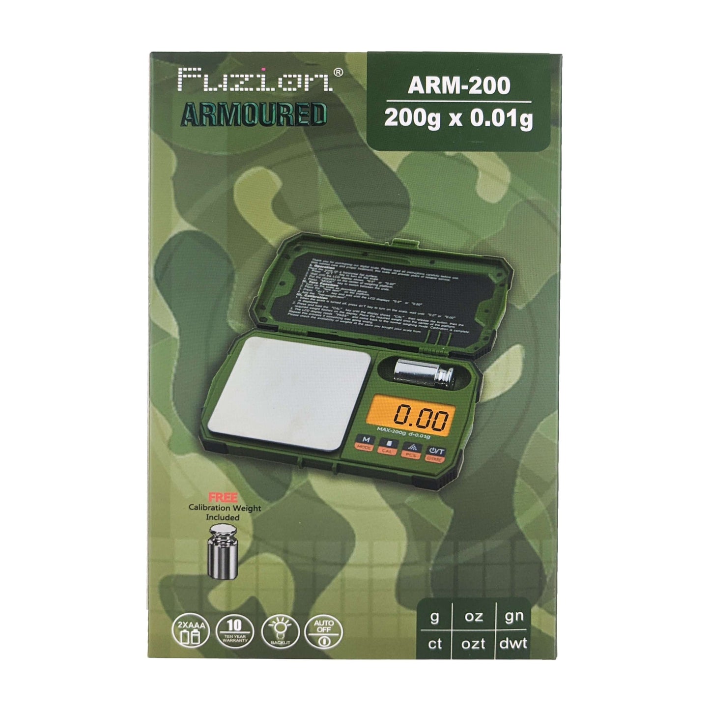 Fuzion Armoured Digital Scale, 200g x 0.01g, ARM-200