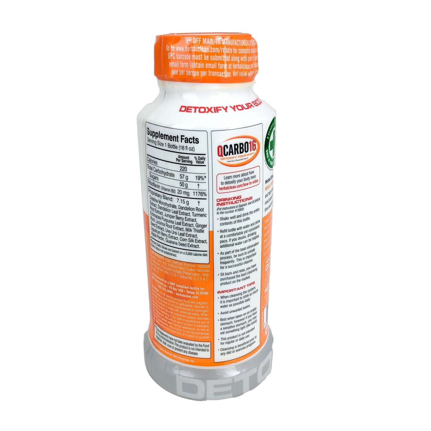 Herbal Clean Qcarbo16 16oz, Orange