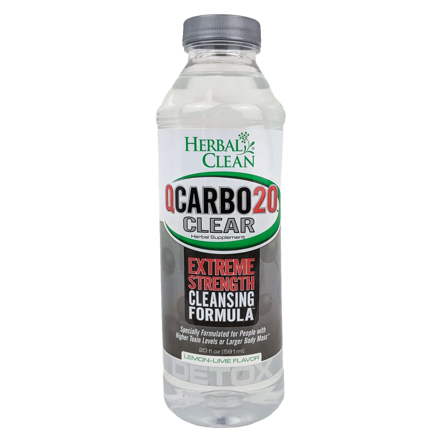 Herbal Clean Qcarbo20 Clear 20oz with 5 Tablets, Lemon-Lime