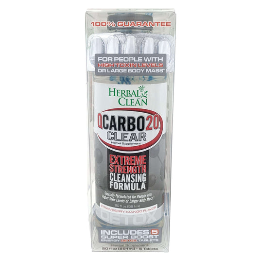 Herbal Clean Qcarbo20 Clear 20oz with 5 Tablets, Strawberry-Mango