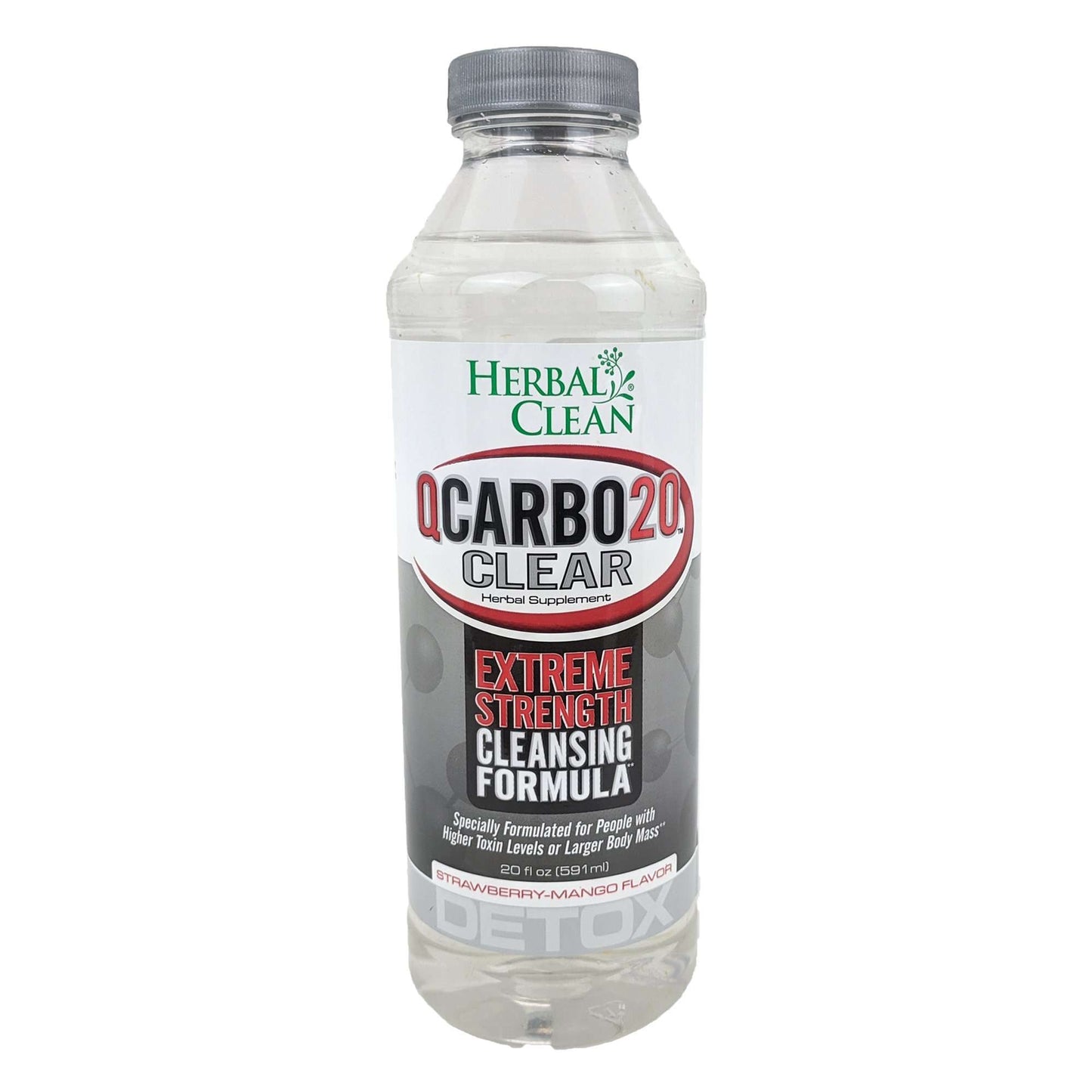 Herbal Clean Qcarbo20 Clear 20oz with 5 Tablets, Strawberry-Mango