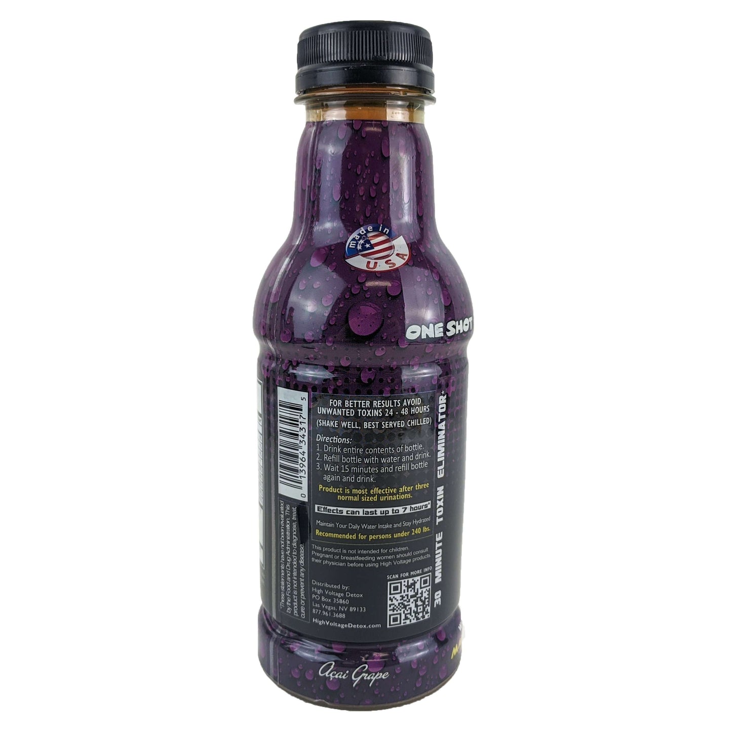 High Voltage Detox Drink, 16oz Acai Grape Flavor