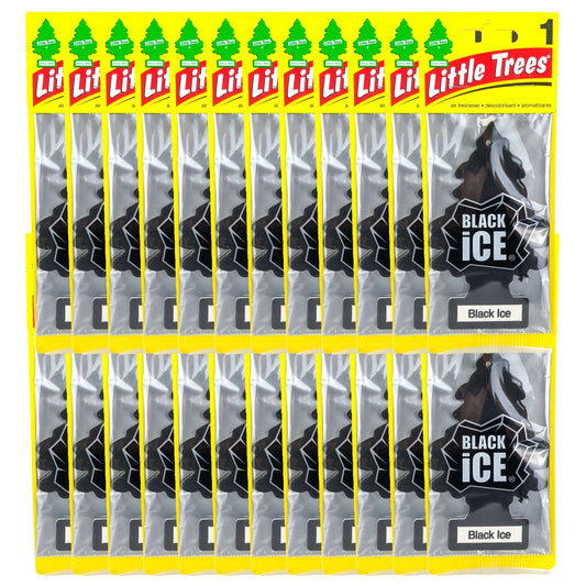 Little Trees Black Ice Hanging Air Freshener, 24-Pack