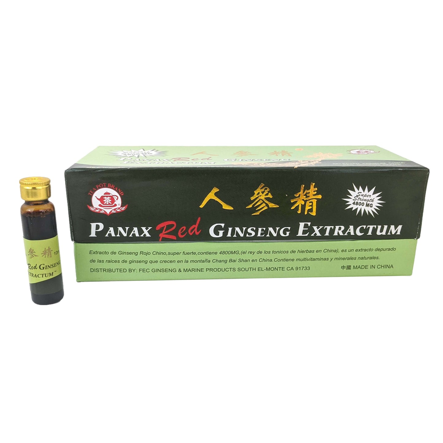 Teapot Brand 4800mg Panax Red Ginseng Extract Drink, Box of 30 Bottles