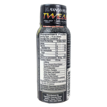 Tweaker 2oz Extra Strength Energy Shot, Mango-Peach Flavor