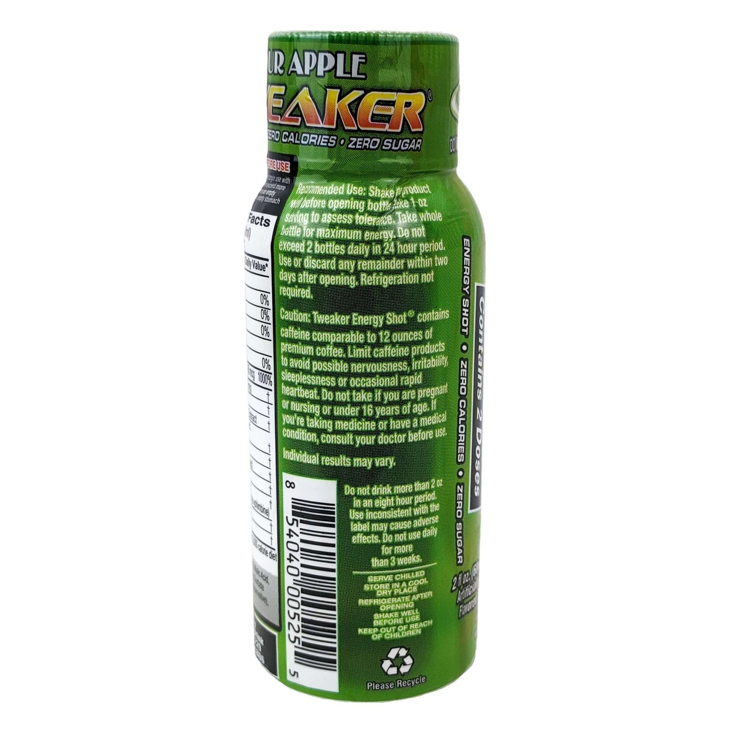 Tweaker 2oz Extra Strength Energy Shots, Box of 12, Sour Apple Flavor