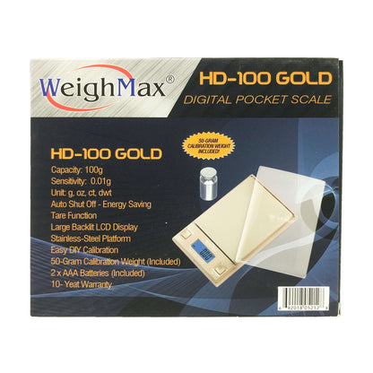 WeighMax HD-100 Gold Digital Pocket Scale 100g x 0.01g